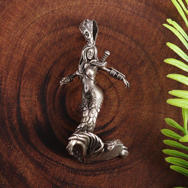 Mermaid Female Warrior Pendant Goddess Necklace Unisex Jewelry Gift (1)