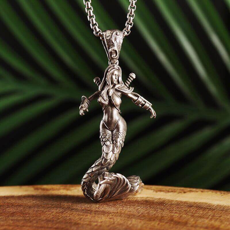 Mermaid Female Warrior Pendant Goddess Necklace Unisex Jewelry Gift (4)